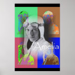 De Pop-Art Amelia Poster<br><div class="desc">Ik herinner me dat Amelia Earhart in 1937 verdween. De wereld leek nogal versnipperd. Hier zit ze in haar bril met kleine pop-art afbeeldingen om het poster te laten samensmelten. Spunky als Amelia</div>