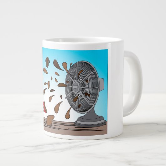 De pop heeft de ventilator geraakt grote koffiekop (Voorkant rechts)