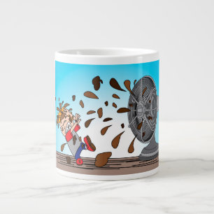 De pop heeft de ventilator geraakt grote koffiekop