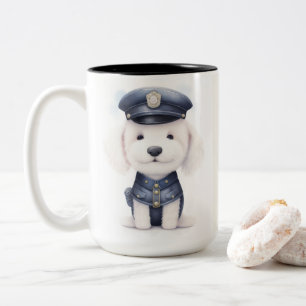 De pop in Actie nemen... het uit problemen halen Tweekleurige Koffiemok