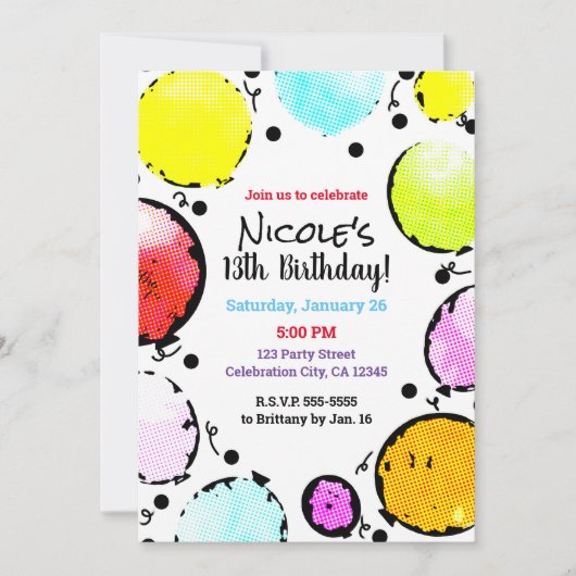 De Pop van de Retro Kunst komische ballonnen van Kaart (Voorkant)