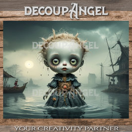 De pop van de verdronken dorp decoupage tissuepapier