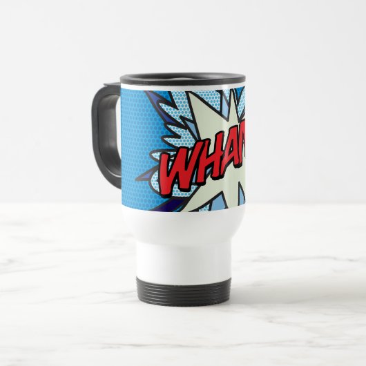 De Pop van het komische boek Art WHAM! Reisbeker (Voorkant links)