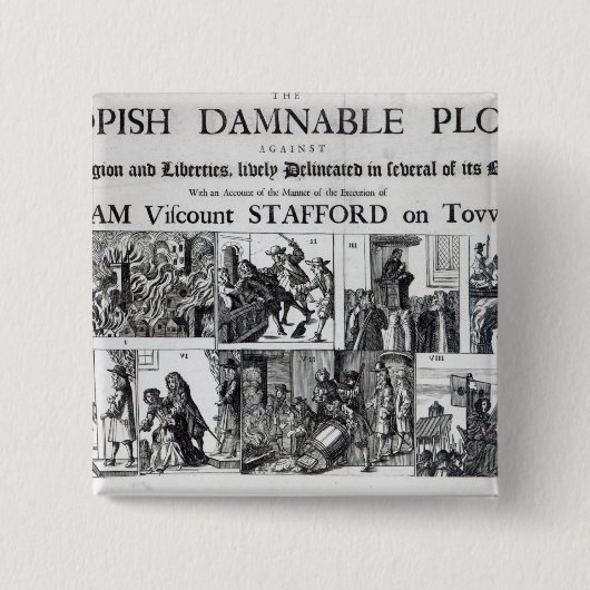 De Popish Damnable Vierkante Button 5,1 Cm (Voorkant)