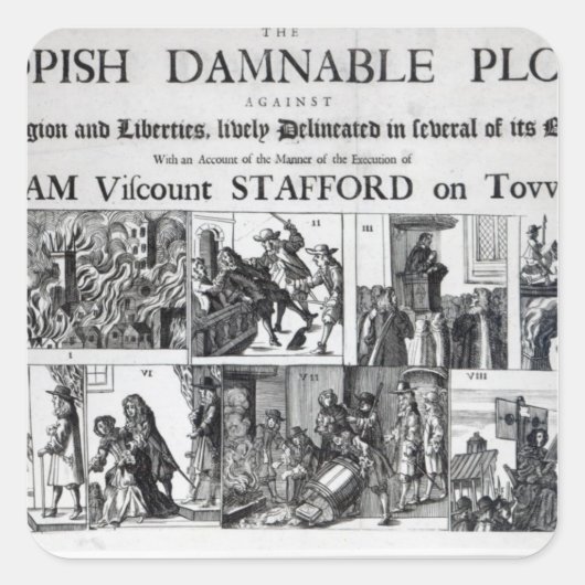 De Popish Damnable Vierkante Sticker (Voorkant)