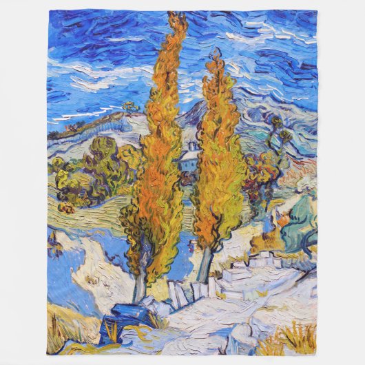 De poplars op Saint-Rémy, Van Gogh Fleece Deken (Voorkant)
