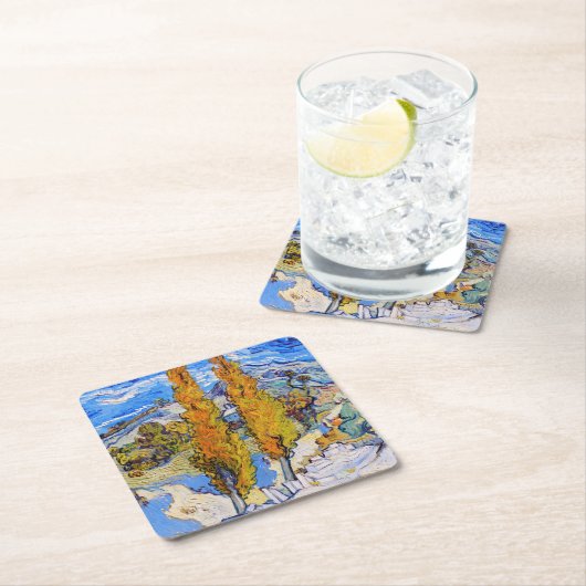 De poplars op Saint-Rémy, Van Gogh Kartonnen Onderzetters (Insitu)