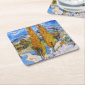 De poplars op Saint-Rémy, Van Gogh Kartonnen Onderzetters (Schuin)