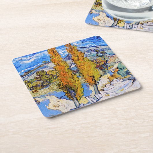 De poplars op Saint-Rémy, Van Gogh Kartonnen Onderzetters (Schuin)