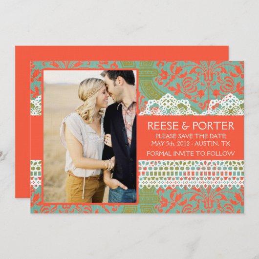 DE PORTER bewaart de datum/fotoaankondiging Save The Date (Voorkant / Achterkant)