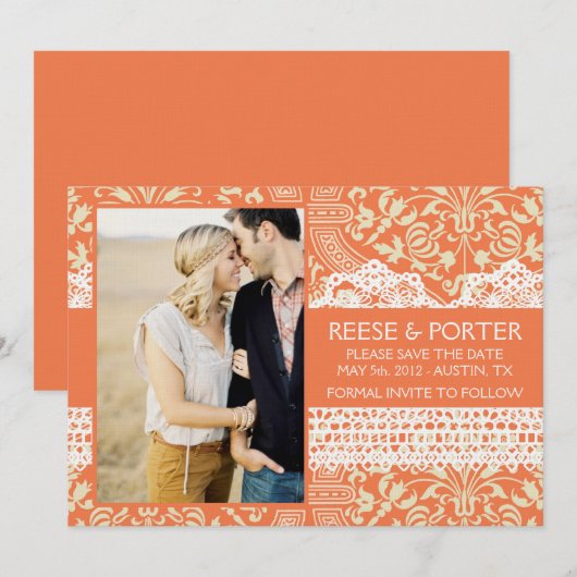 DE PORTER slaat de datum/fotoaankondiging op Save The Date (Voorkant / Achterkant)