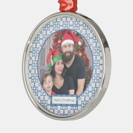 De Portugees Familiefoto met tegels lijst Metalen Ornament (Links)