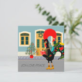 De Portugese Haaan met een kerstcadeau Kaart (Staand voorkant)