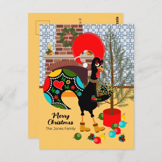 De Portugese Haan en de lichten van Kerstmis Briefkaart (Voorkant / Achterkant)