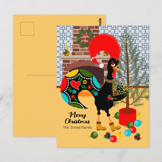 De Portugese Haan en de lichten van Kerstmis Briefkaart (Voorkant / Achterkant)