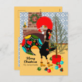 De Portugese Haan en de lichten van Kerstmis Feestdagenkaart (Voorkant / Achterkant)