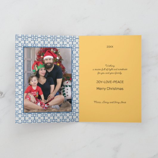 De Portugese Haan en de lichten van Kerstmis Kaart (Binnen)