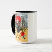 De Portugese Haan en de lichten van Kerstmis Mok (Voorkant links)