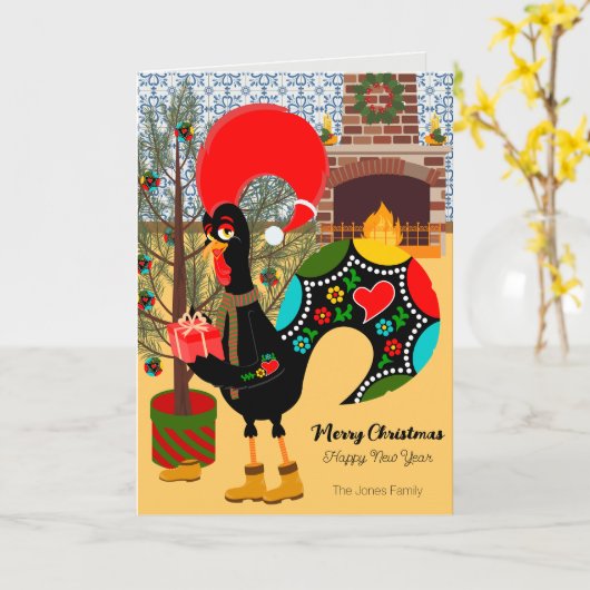 De Portugese Haan en de vreugde van het geven Kaart (Gele Bloem)