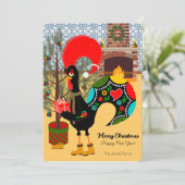 De Portugese Haan en de vreugde van het geven Kaart (Staand voorkant)