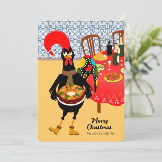 De Portugese haan houdt van King Cake Kaart (Staand voorkant)