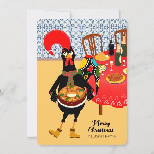 De Portugese haan houdt van King Cake Kaart (Voorkant)