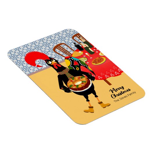 De Portugese Haan houdt van King Cake kaart Magneet (Rechterzijde)