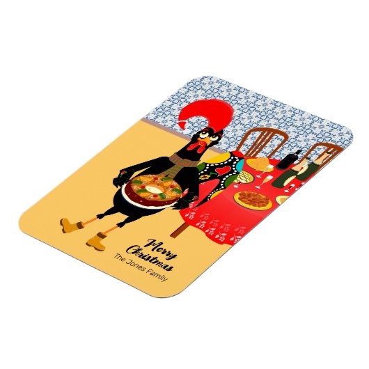 De Portugese Haan houdt van King Cake kaart Magneet (Linkerzijde)