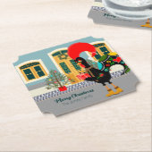 De Portugese Haan met een kerstcadeau Kartonnen Onderzetters (Gekanteld)