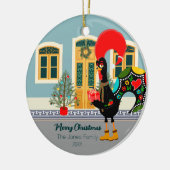 De Portugese Haan met een kerstcadeau Keramisch Ornament (Links)