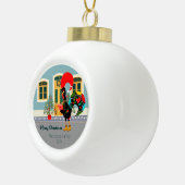 De Portugese Haan met een kerstcadeau Keramische Bal Ornament (Rechts)
