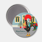 De Portugese Haan met een kerstcadeau Magneet (Voorkant / Achterkant)