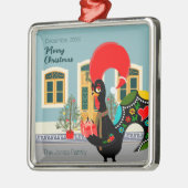 De Portugese Haan met een kerstcadeau Metalen Ornament (Links)