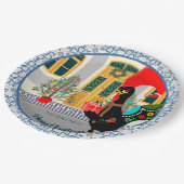 De Portugese Haan met een kerstcadeau Papieren Bordje (Gekanteld)