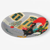 De Portugese Haan met een kerstcadeau Papieren Bordje (Gekanteld)