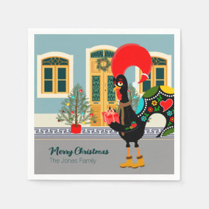 De Portugese Haan met een kerstcadeau Servet