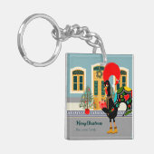 De Portugese Haan met een kerstcadeau Sleutelhanger (Voorkant Links)