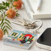 De Portugese Haan met een kerstcadeau Sleutelhanger (Voorkant Rechts)