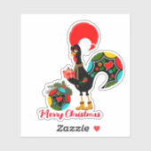 De Portugese haan met een kerstcadeau Sticker (Vel)