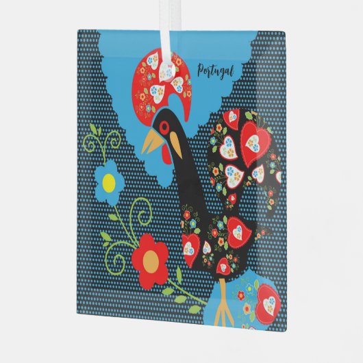 De Portugese rooster Glas Ornament (Voorkant links)