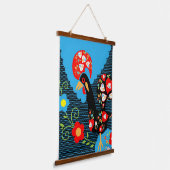 De Portugese rooster Hangend Wandkleed (Gebogen)