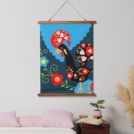 De Portugese rooster Hangend Wandkleed (Slaapkamer)