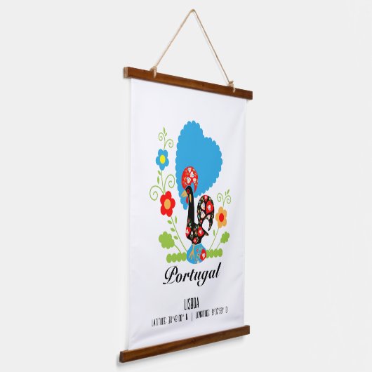 De Portugese rooster Hangend Wandkleed (Gebogen)