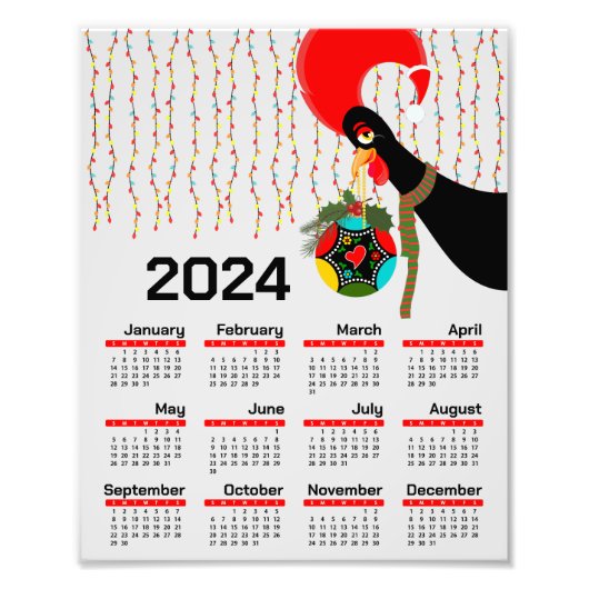 De Portugese Rooster Kerstkalender 2024 Foto Afdruk (Voorkant)