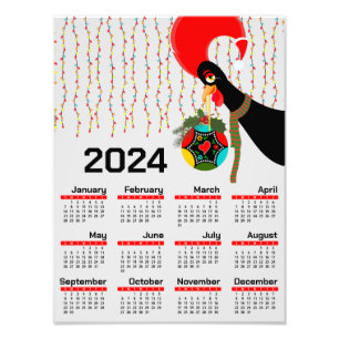 De Portugese Rooster Kerstkalender 2024 Foto Afdruk
