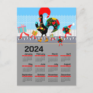 De Portugese Rooster Kerstmis 2024 Kalender Briefkaart