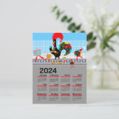 De Portugese Rooster Kerstmis 2024 Kalender Briefkaart (Staand voorkant)