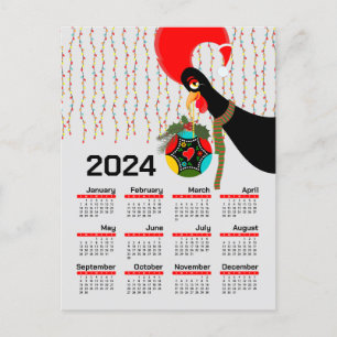 De Portugese Rooster Kerstmis 2024 Kalender Briefkaart