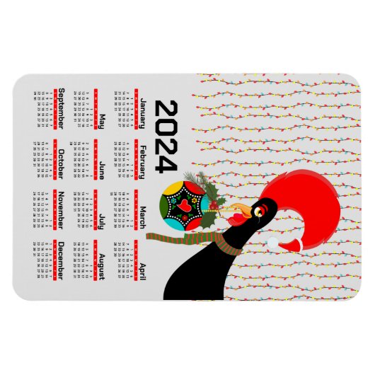 De Portugese Rooster Kerstmis 2024 Kalender Magneet (Horizontaal)