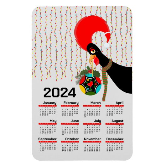 De Portugese Rooster Kerstmis 2024 Kalender Magneet (Verticaal)